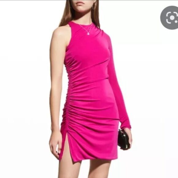 NWT CINQ À SEPT Kayleen One-sleeve Mini Bodycon Dress In Petunia - Size 0 - Picture 1 of 12